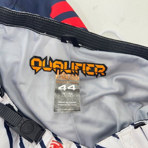 Moose Racing Qualifier Pants White/Red/Blue Mens SZ 44 Bike/Motocross Gear Adj - Picture 3 of 16
